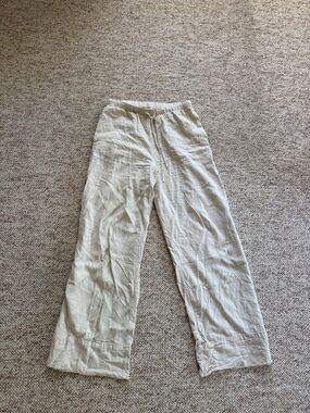 H&M Oat Color Linen-Blend Pants